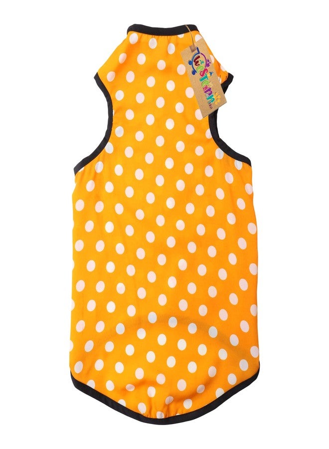 ويستيرن إرا تيشيرت قطني ناعم للكلاب بتصميم غربي مميز، ملابس مريحة للكلاب، سترة بدون أكمام، طقم ملابس للجراء، ملابس (برتقالي منقط) (مقاس صغير جدًا) (10 بوصات) - Image 5